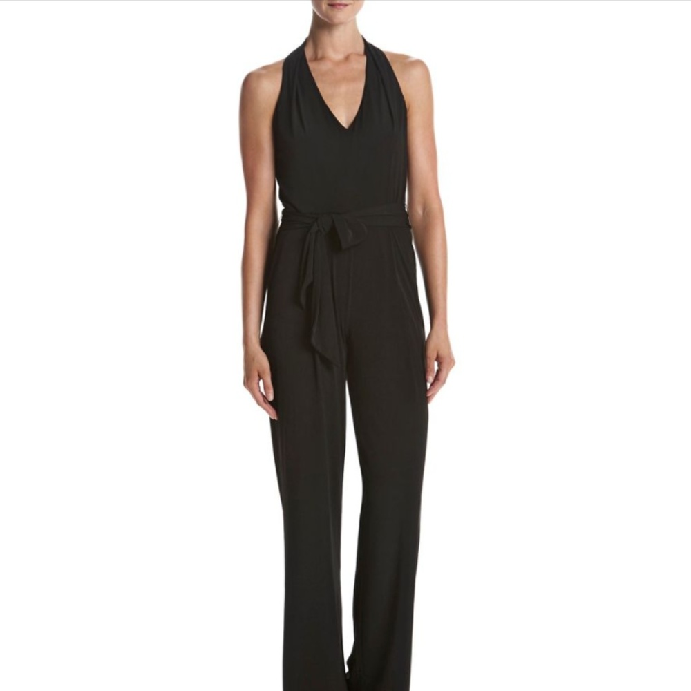 Michael Kors Halter V Neck Belted Jumpsuit